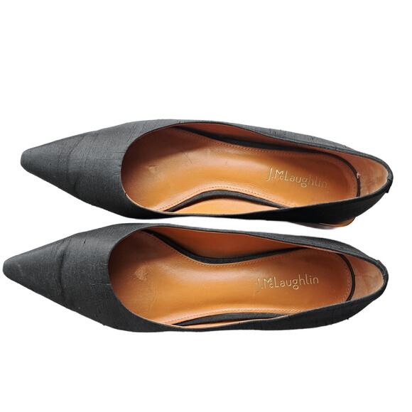 J McLaughlin Cheryl Point Toe Flat Shoes in Black Textile Gold Block Heel Size 8 - Picture 6 of 10